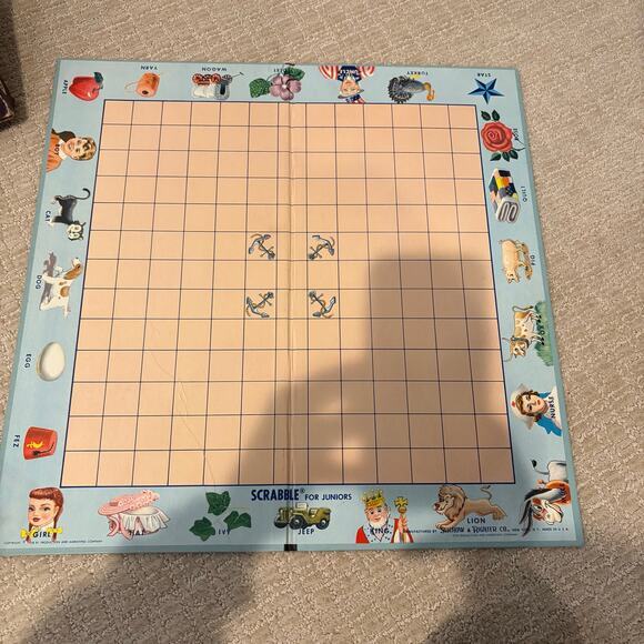 1958 Vintage Scrabble for Juniors board game Selchow & Righter Co - Picture 2 of 7